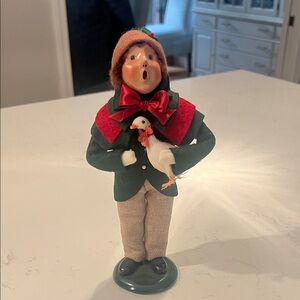 Festive Caroler Figurine with Red and Green Attire